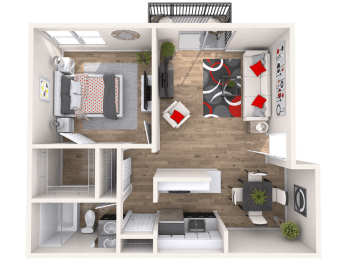 Cherry Creek 1x1 3D Floor Plan