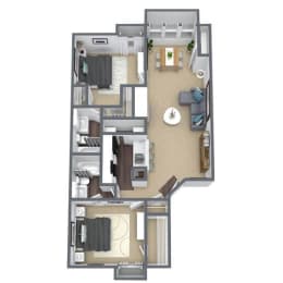 Dogwood Floor Plan, 2 bed, 2 bath.