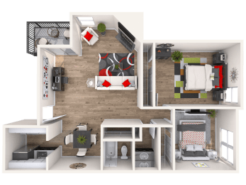 Grand Lake 2x1 3D Floor Plan