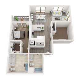 Floor Plan  1 Bedroom Floor Plan with Den, 1,254 SQFT