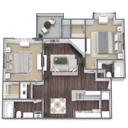 the furnished bedroom floor plan of a 2103 sq ft