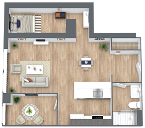 a 3d drawing of a floor plan of a house