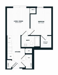 B2, 564 SQFT. Floor Plan