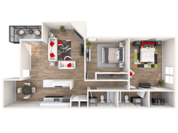 Twin Lake 2x2 3D Floor Plan