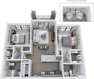 2 bed 2 bath C at Skyland Exchange Apartments, Asheville, NC