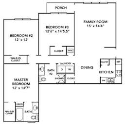 3 BR 2 BA 1225 SF at North Creek, Southaven