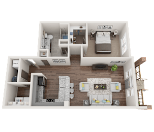 1 Bed 1 Bath Floor Plan at Midtown Row, Alabama, 36106
