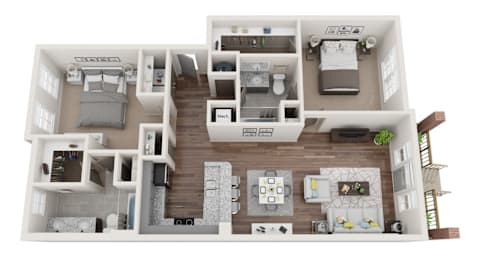 B2 Floor Plan at Midtown Row, Montgomery, 36106