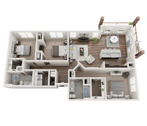 C1 Floorplan at Midtown Row Apartments, Montgomery, AL, 36106