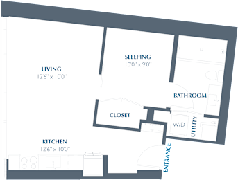 A1 Studio Floor Plan at Eastline Residences Apartments, Dallas