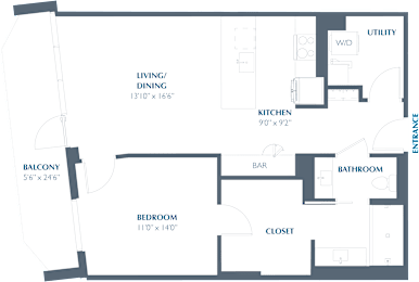 A13 Floor Plan at Eastline Residences Apartments, Dallas, Texas