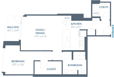 A14 Floor Plan at Eastline Residences Apartments, Dallas