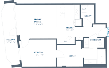 A15 Floor Plan at Eastline Residences Apartments, Texas