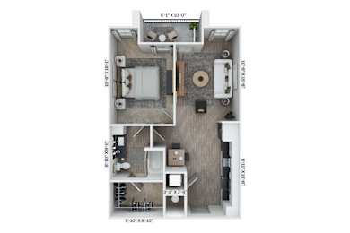 A6 Floor Plan at District 757 Apartments, Norfolk, 23502