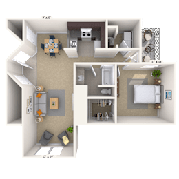 1 bed 1 bath at Crosswinds Apartments, Pearl, MS, 39208