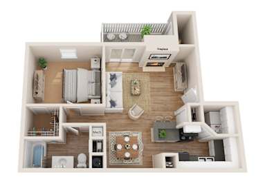 1Bed1Bath_A at Arbors at Natchez Trace Apartments, Ridgeland