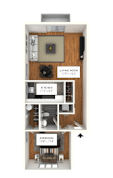 AA 1Bed 1Bath Floor Plan at Atlantic Pointe Apartments, New Jersey, 07716