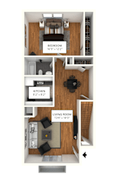 BE FL 2Bed 1Bath Floor Plan at Atlantic Pointe Apartments, Atlantic Highlands, NJ, 07716
