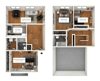 CC 3Bed 2Bath Floor Plan at Atlantic Pointe Apartments, Atlantic Highlands, 07716