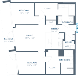 B2 Floor Plan at Eastline Residences Apartments, Dallas, TX