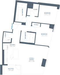 B3 Floor Plan at Eastline Residences Apartments, Dallas, 75206