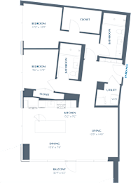 B4 Floor Plan at Eastline Residences Apartments, Dallas, Texas