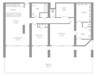 B4 Floor Plan at The Hamilton, Miami, 33137