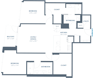B6 Floor Plan at Eastline Residences Apartments, Texas