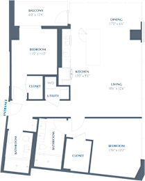 B7 Floor Plan at Eastline Residences Apartments, Texas, 75206