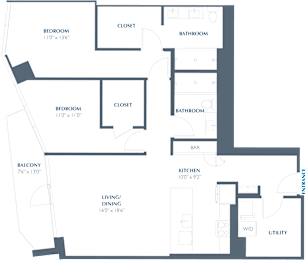 B9 Floor Plan at Eastline Residences Apartments, Dallas, TX, 75206
