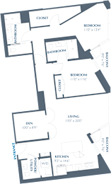C1 Floor Plan at Eastline Residences Apartments, Dallas, TX