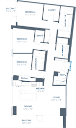 C3 Floor Plan at Eastline Residences Apartments, Dallas, Texas