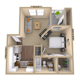 Studio (520 SF) at Reflection Pointe, Flowood, 39232