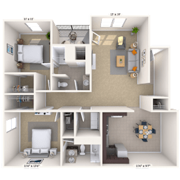 2 bed 2 bath at Crosswinds Apartments, Pearl, MS
