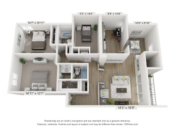 C3 Floor Plan at Copper and Quarry Village, Pikesville, MD, 21209