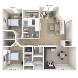 2 bed 2 bath A at Crosswinds Apartments, Pearl, MS, 39208