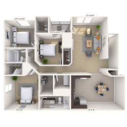 3 bed 2 bath at Crosswinds Apartments, Pearl