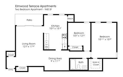2BR 1BA_940sf at The Apartments at Elmwood Terrace, Maryland, 21702
