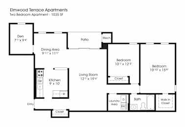 2BR 1BA_1035sf at The Apartments at Elmwood Terrace, Frederick, 21702