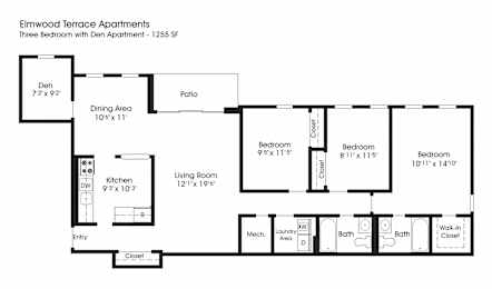 3BR 2BA_1255sf at The Apartments at Elmwood Terrace, Frederick, MD