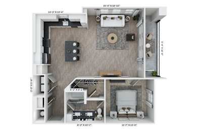 A2 Floor Plan at District 757 Apartments, Norfolk, 23502