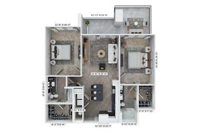B12 Floor Plan at District 757 Apartments, Virginia, 23502