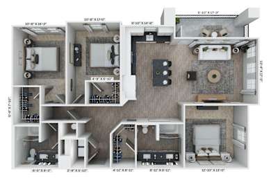 C1 Floor Plan at District 757 Apartments, Norfolk, VA
