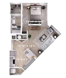 Studio 1 bath at Lumen Apartments, Hampton