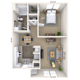 1Bed 1Bath at Lakeshore Landing Apartments, Ridgeland, Mississippi