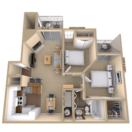 2BR 1BA (790 SF) at Reflection Pointe, Flowood, 39232