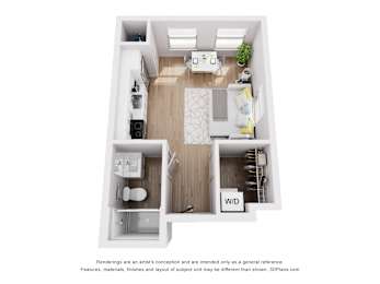 Studio Floorplan at Midtown Row Apartments, Montgomery, AL