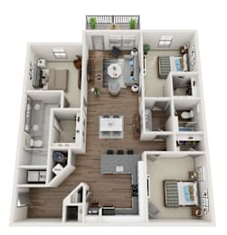 A1_3 Floorplan at Midtown Row Apartments, Alabama, 36106