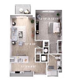 1 bed 1 bath B at Lumen Apartments, Hampton, Virginia