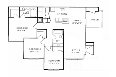 3 BD 2 BA 1420 SF at Spotswood Commons, Virginia